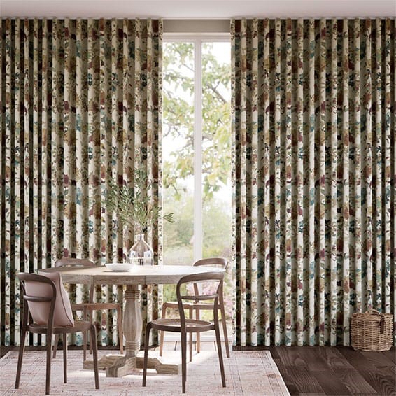 Fleur Umber & Teal Curtains