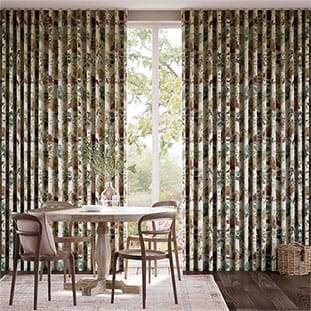 Fleur Umber & Teal Curtains thumbnail image