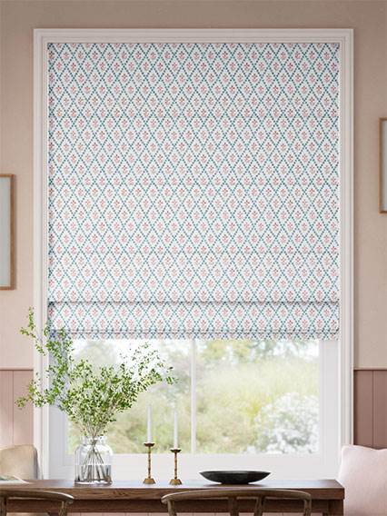 Floral Trellis Aqua & Spice Roman Blind thumbnail image