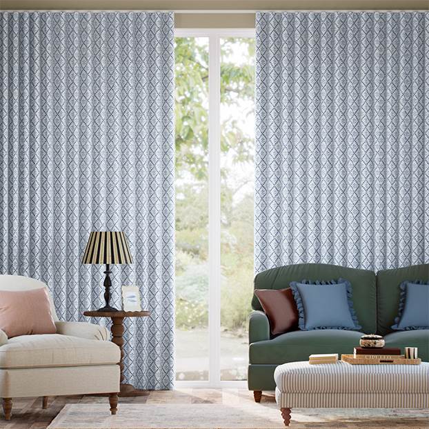 Floral Trellis Blue Curtains thumbnail image