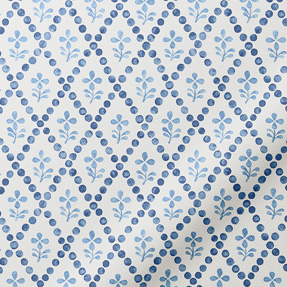 Floral Trellis Blue Curtains