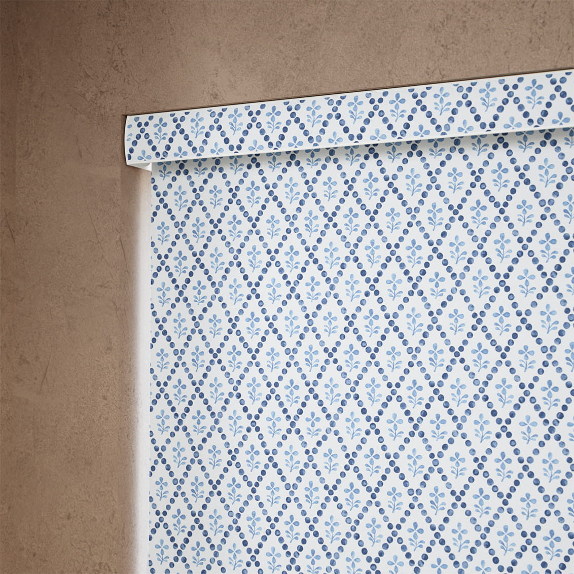 Floral Trellis Blue Roller Blind