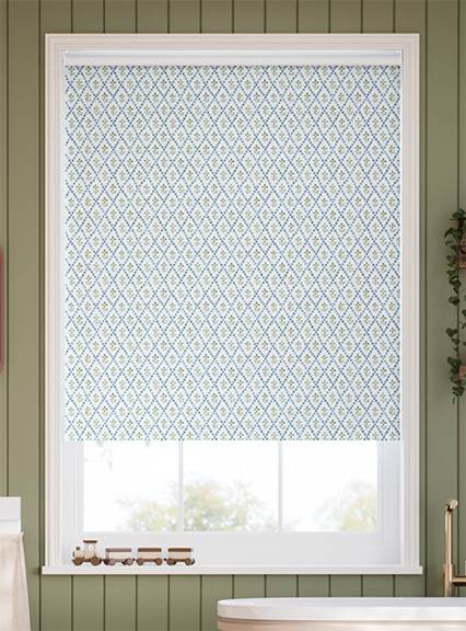 Floral Trellis Blue & Green Roller Blind thumbnail image