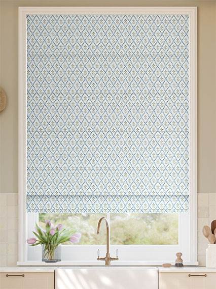 Floral Trellis Blue & Green Roman Blind thumbnail image