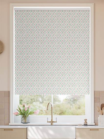 Floral Trellis Green & Blush Roller Blind thumbnail image