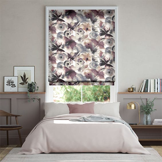 Flores Floral Damson Roman Blind