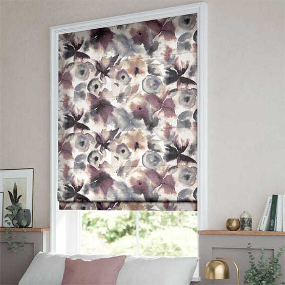 Flores Floral Damson Roman Blind