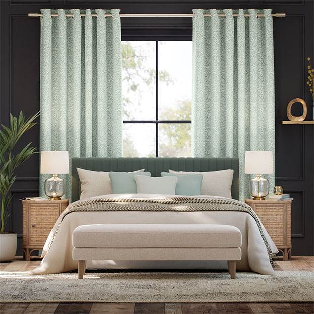 Flower Block Aqua Curtains thumbnail image