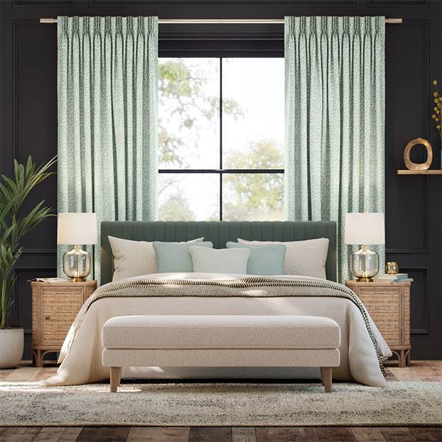 Flower Block Aqua Curtains thumbnail image