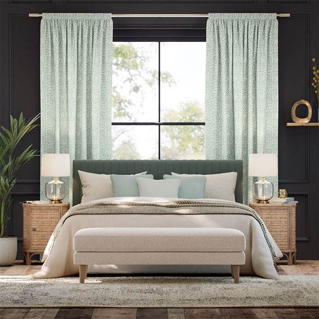 Flower Block Aqua Curtains thumbnail image