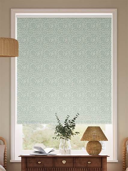 Flower Block Aqua Roller Blind thumbnail image