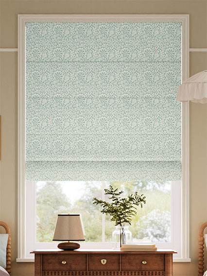 Flower Block Aqua Roman Blind thumbnail image