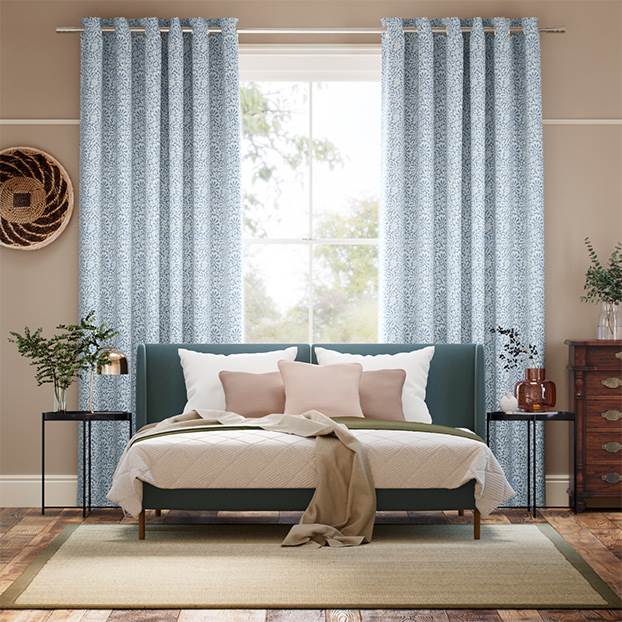 Flower Block Blue Curtains thumbnail image