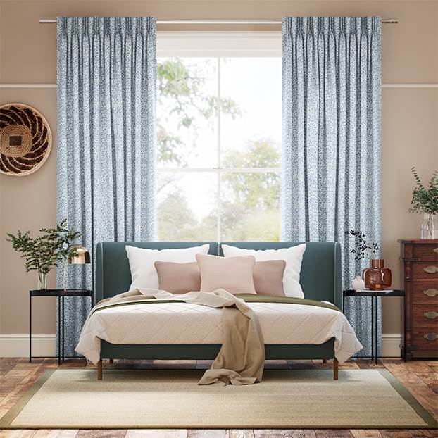 Flower Block Blue Curtains thumbnail image