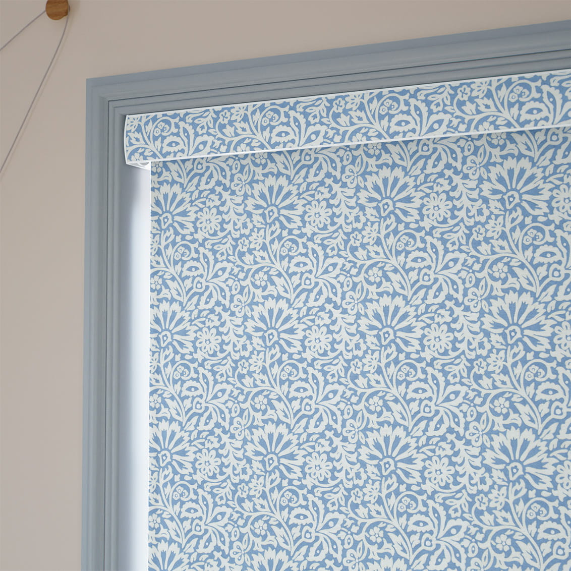 Flower Block Blue Roller Blind