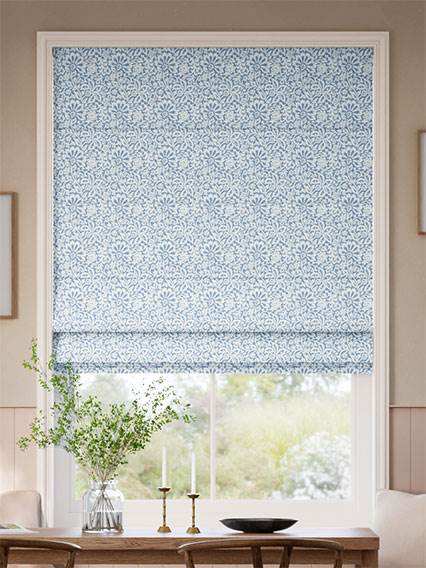 Flower Block Blue Roman Blind thumbnail image