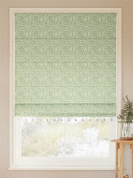 Flower Block Pom-Pom Green Roman Blind thumbnail image