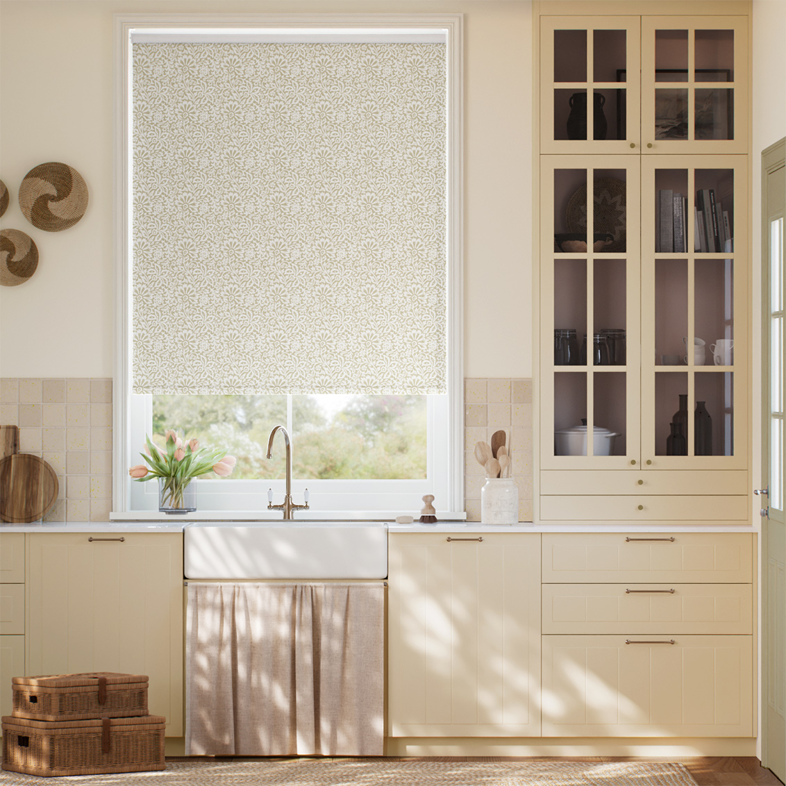 Flower Block Neutral Roller Blind