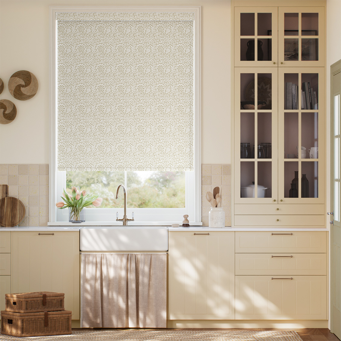 Flower Block Neutral Roller Blind