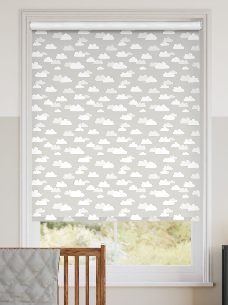 Twist2Go Fluffy Clouds Blackout Grey Roller Blind thumbnail image