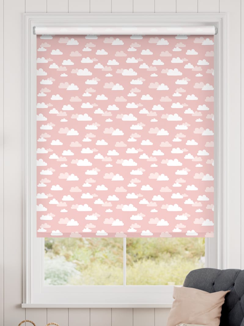 Twist2Go Fluffy Clouds Blackout Pink Roller Blind thumbnail image