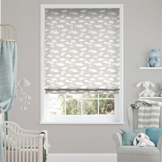 Fluffy Clouds Grey Roman Blind