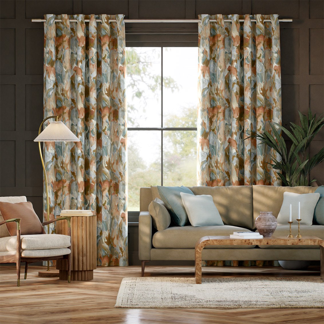 Foresta Rust Cloud Curtains
