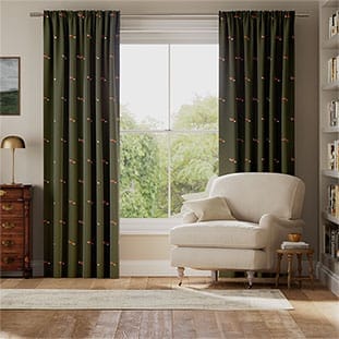 Foxes Forest Green Curtains thumbnail image