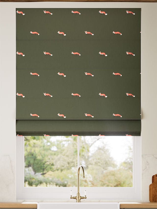 Foxes Forest Green Roman Blind thumbnail image
