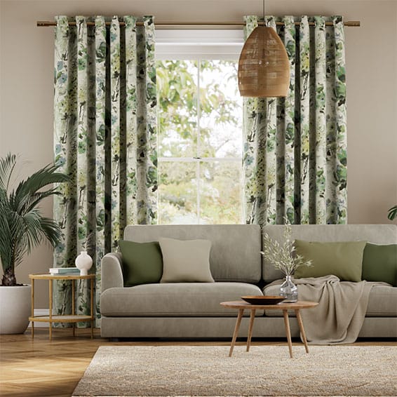 Foxglove Linen Evergreen Curtains