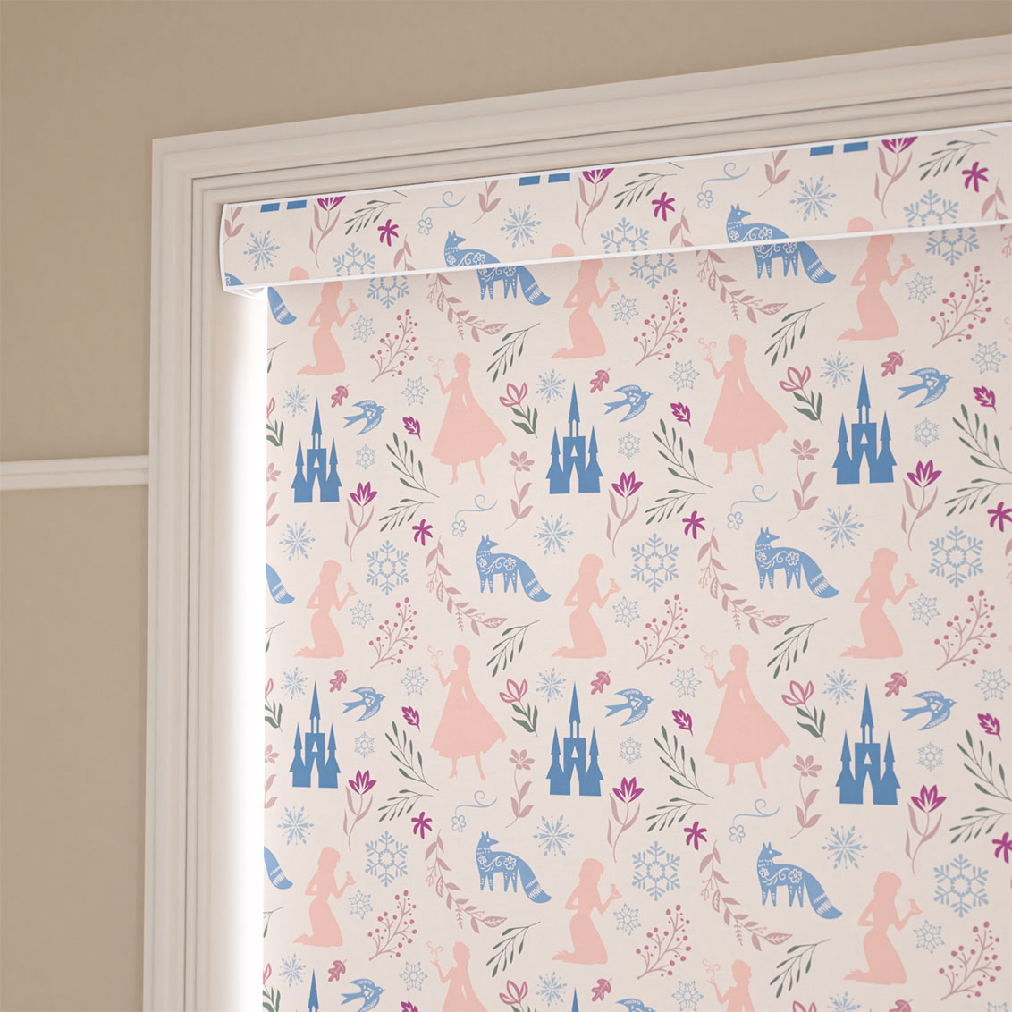 Frozen Blackout Soft Rose Roller Blind