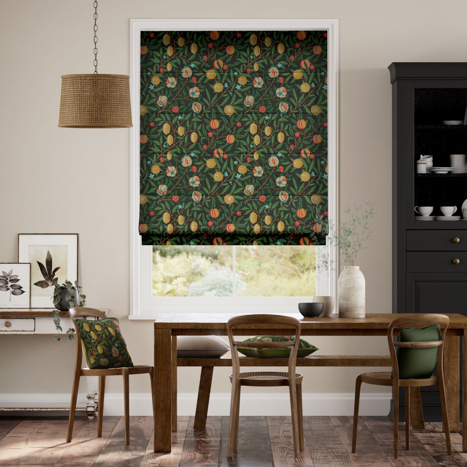 William Morris Fruit Ebony Roman Blind