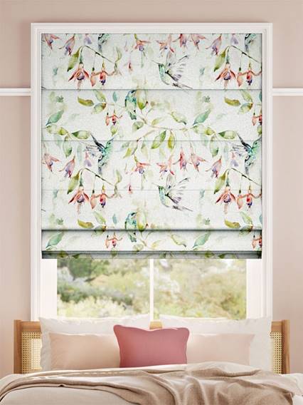 Fuchsia Flight Cream Roman Blind thumbnail image