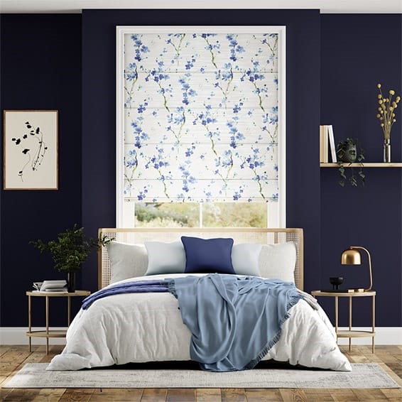 Fuji Blossom Faux Silk Azure Roman Blind