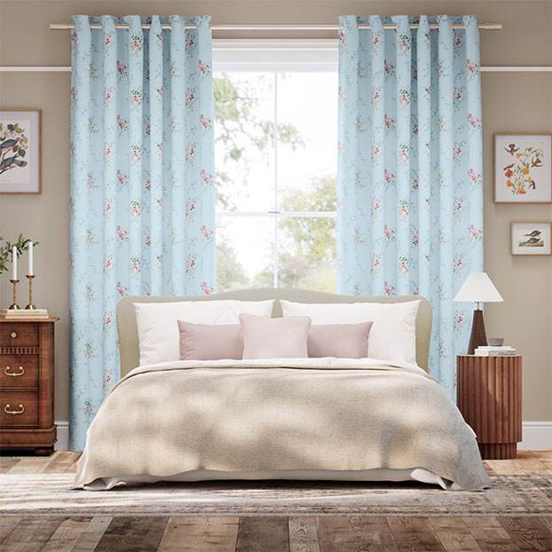 Garden Blooms Blue Curtains thumbnail image