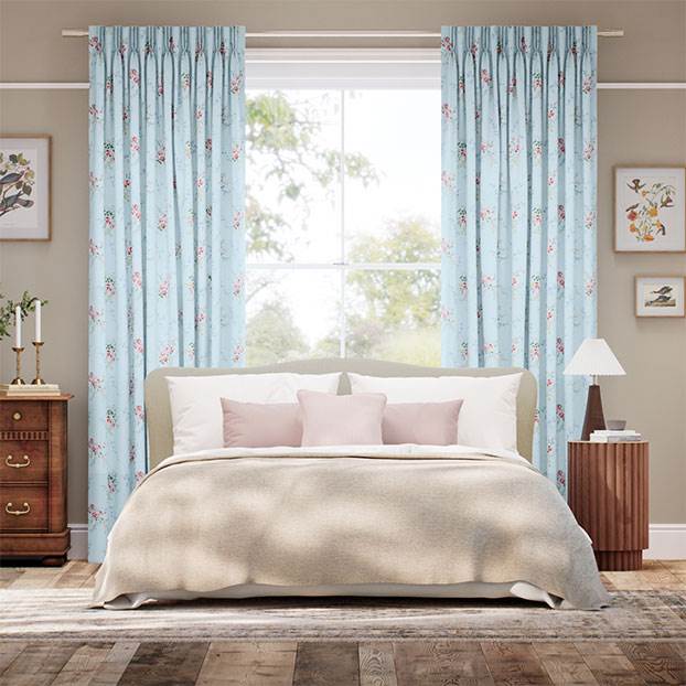 Garden Blooms Blue Curtains thumbnail image