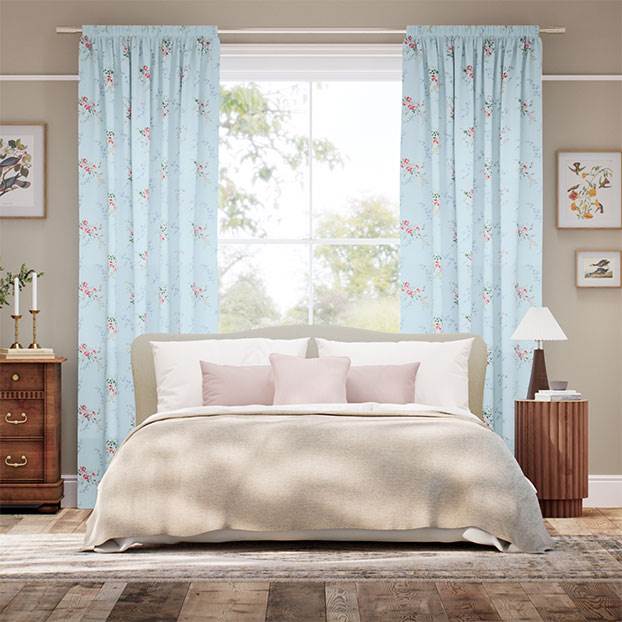 Garden Blooms Blue Curtains thumbnail image