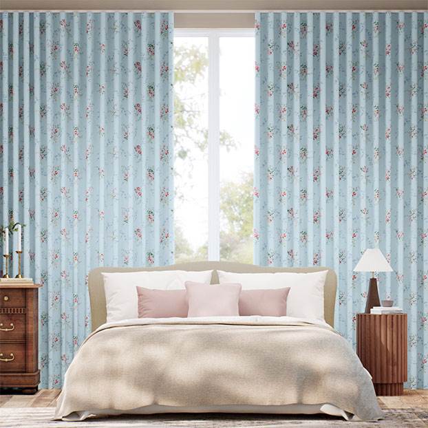 Garden Blooms Blue Curtains thumbnail image