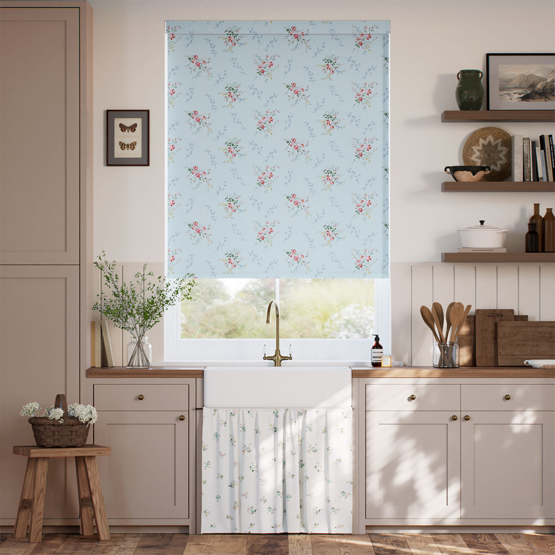 Garden Blooms Blue Roller Blind
