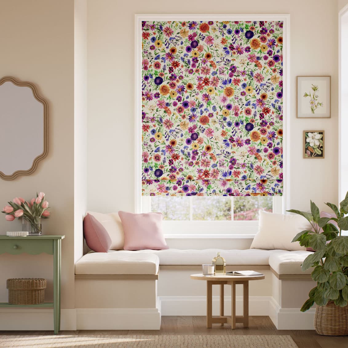 Garden Flowers Multi Roman Blind