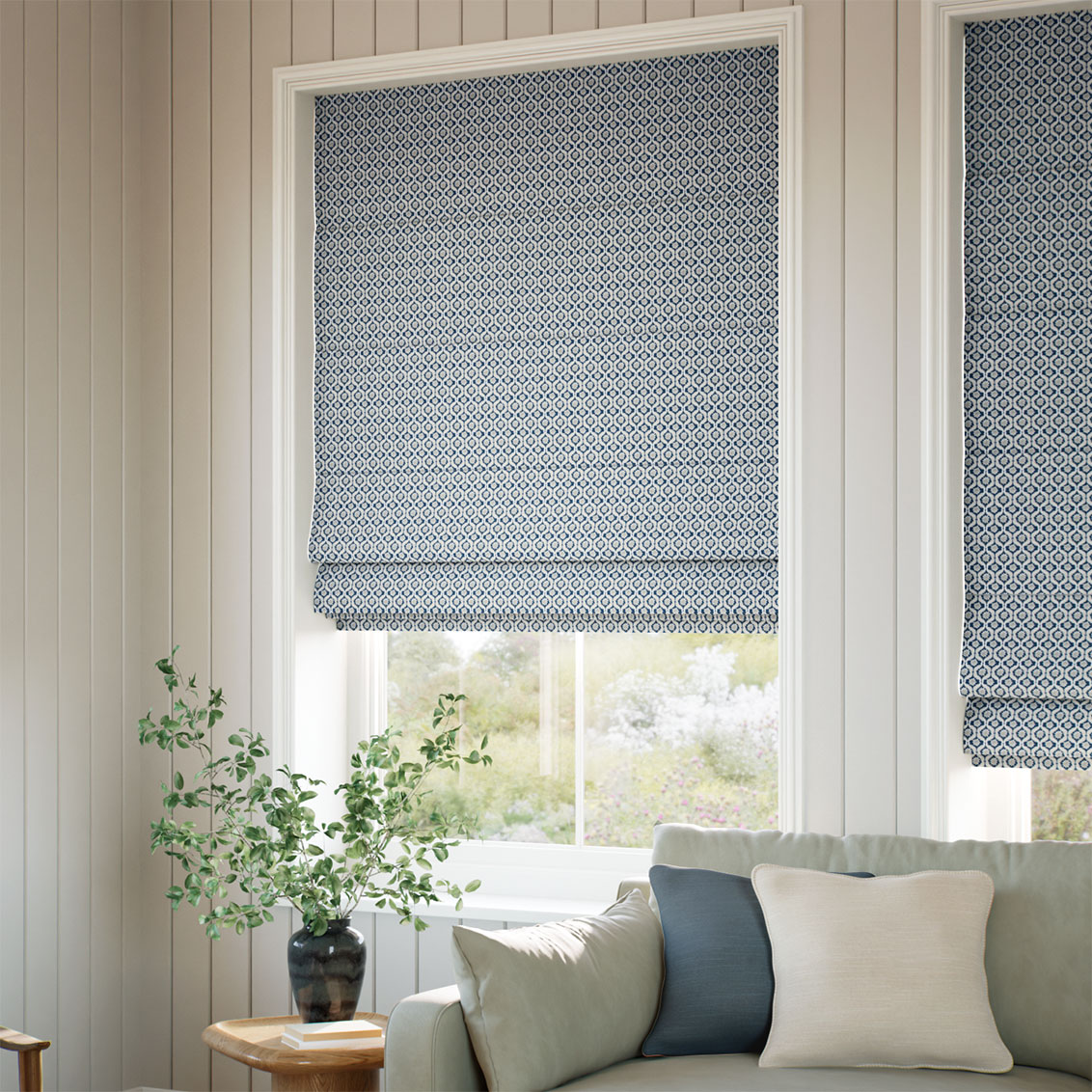 Giverny Navy Roman Blind