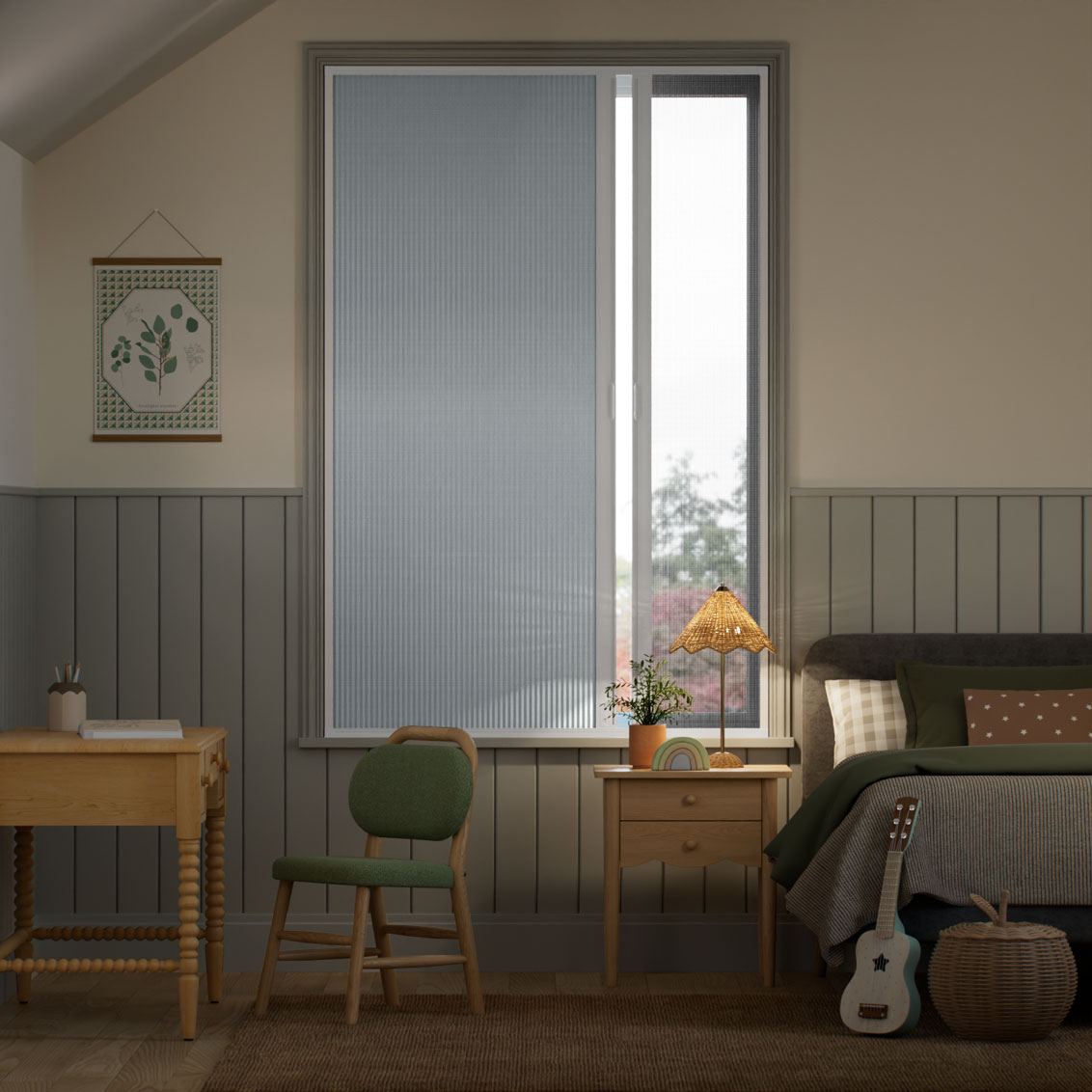 GlideShade Complete Blackout Night & Day Blue Haze Thermal Blind 