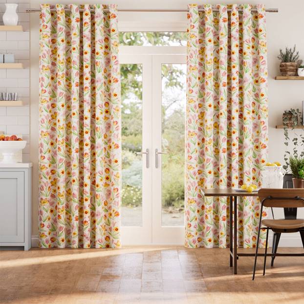 Golden Tulips Pink & Yellow Curtains thumbnail image