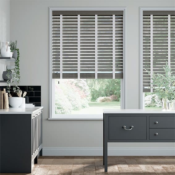 Graphite Grain & Tundra Faux Wood Blind - 50mm Slat