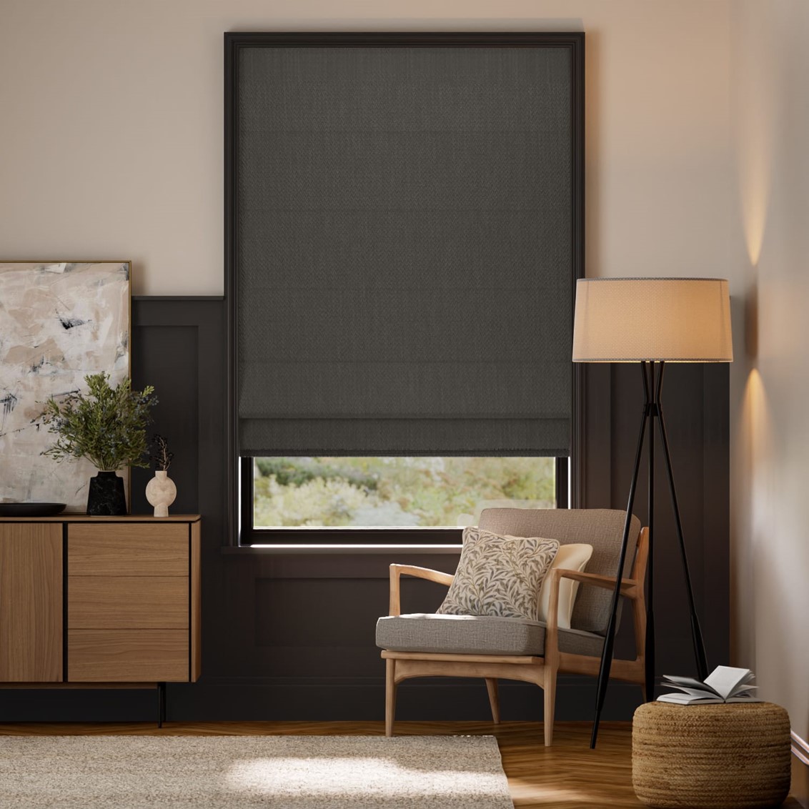 Grenada Blackout Charcoal Roman Blind