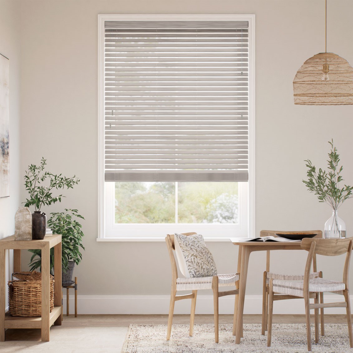 Grey Wash Faux Wood Blind - 50mm Slat