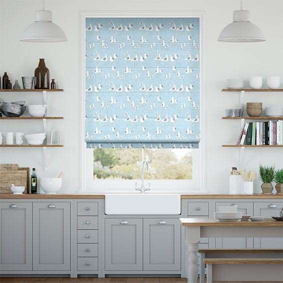 Gulls Blue Haze Roman Blind