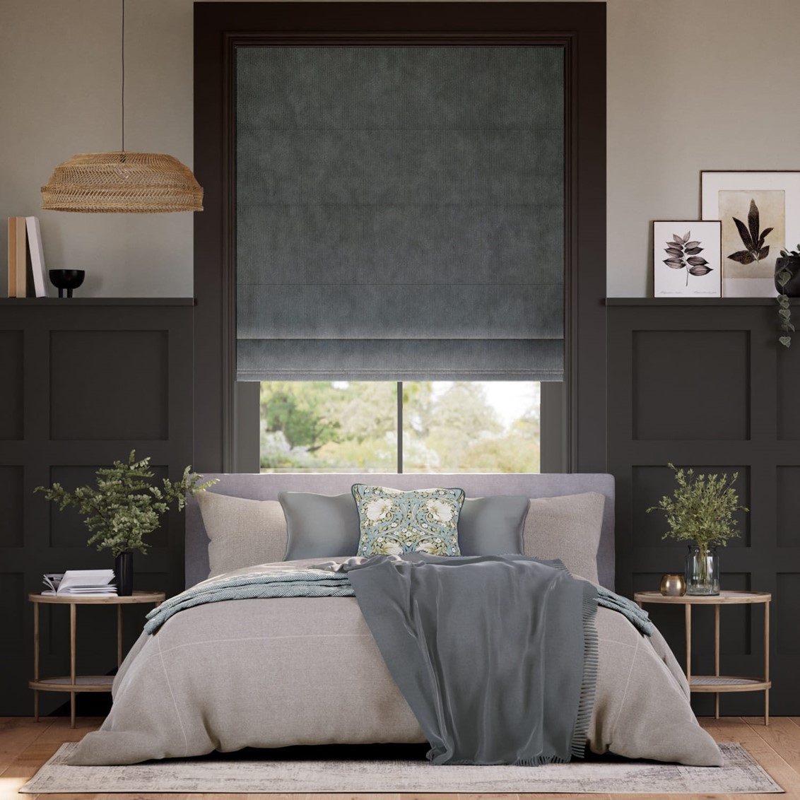Hackney Velvet Harbour Roman Blind