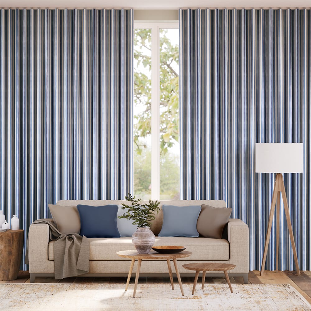 Hand Painted Stripe Cobalt Curtains thumbnail image