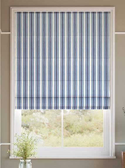 Hand Painted Stripe Cobalt Roman Blind thumbnail image